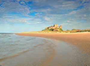 Bamburgh Castle, on the Northumberland coast